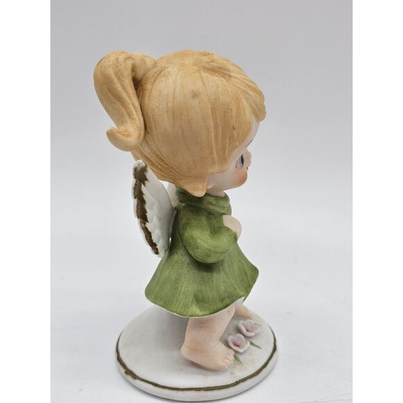 Vintage Kelvins Girl Angel With Flowers Figurine Kitschy B-883 - Picture 4 of 10